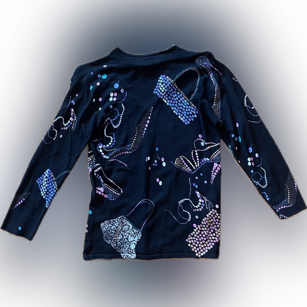 ALBERTO MAKALI Chic Black Beaded Handbag Top - Picture 4 of 4